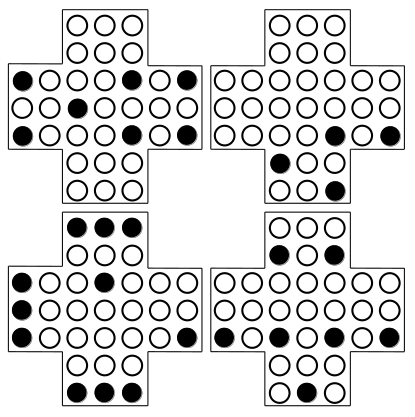 Vier Beispiele verlorener Solitärspiele